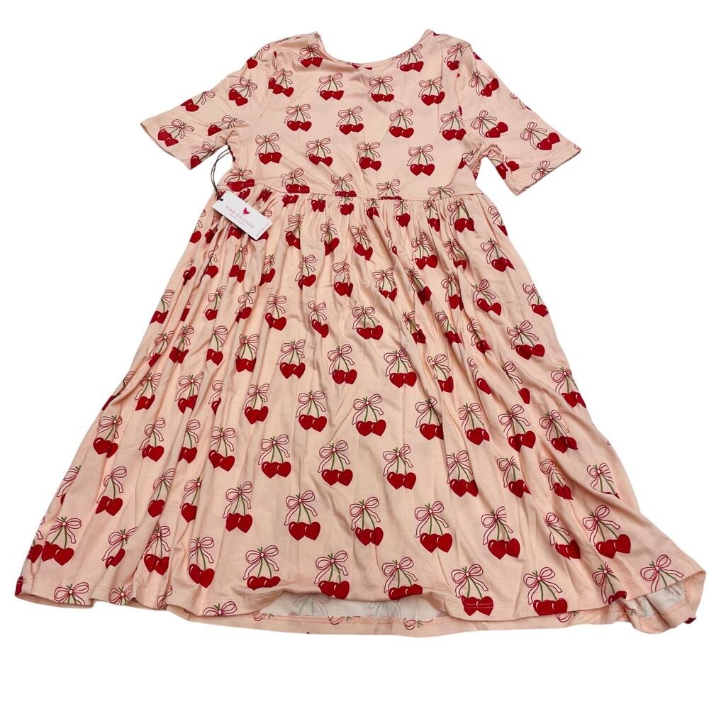 NWT Pink Chicken Size 2Y Steph Dress in Cherry Hearts